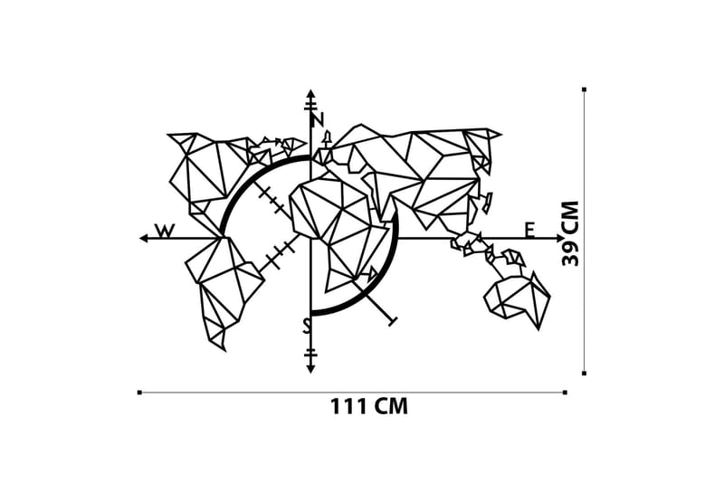 World Map Metal Decor 2 Veggdekor - Svart - Innredning - Veggdekorasjon - Skilt - Metallskilt