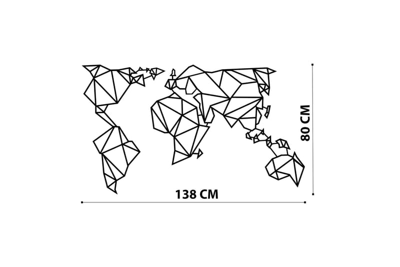 World Map Metal Decor 4 Veggdekor - Svart - Innredning - Veggdekorasjon - Skilt - Metallskilt