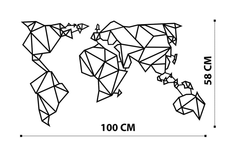 World Map Metal Decor Veggdekor - Svart - Innredning - Veggdekorasjon - Skilt - Metallskilt