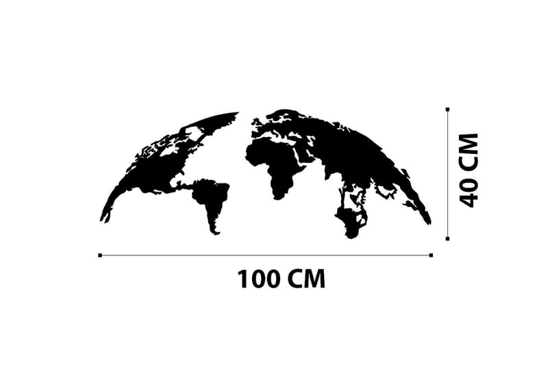 World Map Small 100 cm Veggdekor - Svart - Innredning - Veggdekorasjon - Skilt - Metallskilt