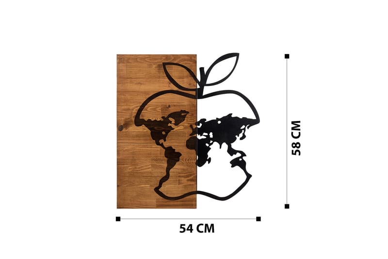 World Veggdekor - Svart/Valnøtt - Innredning - Veggdekorasjon - Skilt - Metallskilt