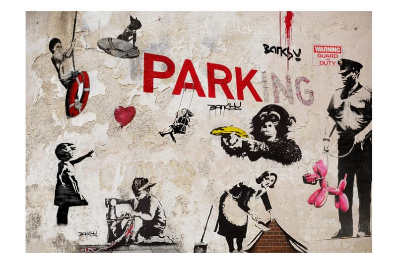 Fototapet Banksy Graffiti Collage 200x140 - Innredning - Veggdekorasjon - Tapeter - Fototapeter