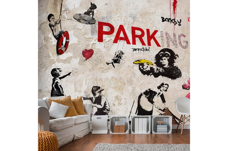 Fototapet Banksy Graffiti Collage 200x140 - Innredning - Veggdekorasjon - Tapeter - Fototapeter