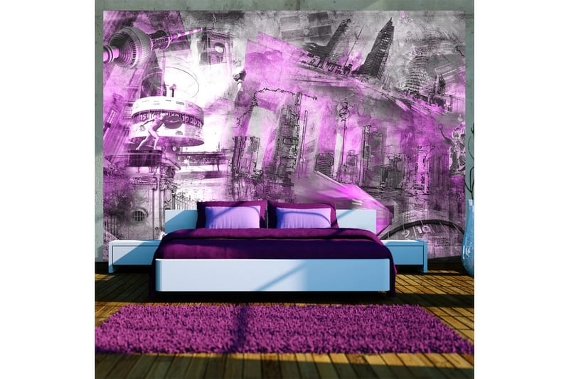 Fototapet Berlin Collage Violet 100x70 - Artgeist sp. z o. o. - Innredning - Veggdekorasjon - Tapeter - Fototapeter