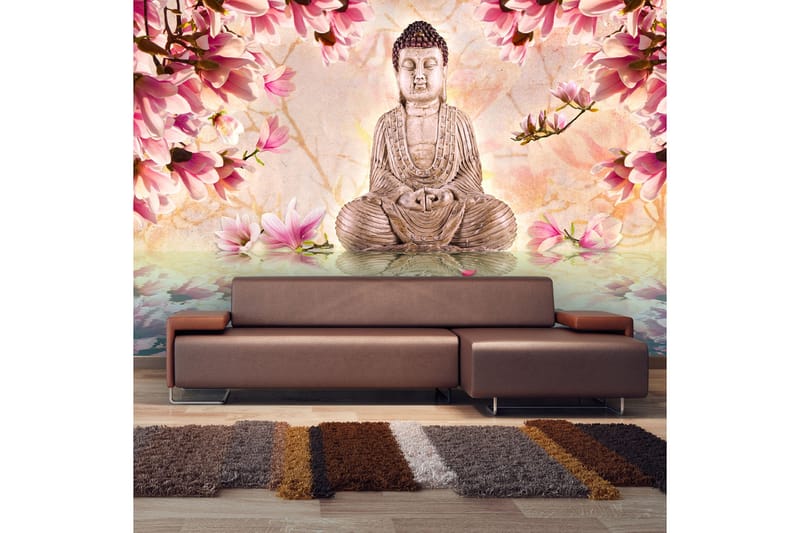 Fototapet Buddha And Magnolia 450x270 - Artgeist sp. z o. o. - Innredning - Veggdekorasjon - Tapeter - Fototapeter