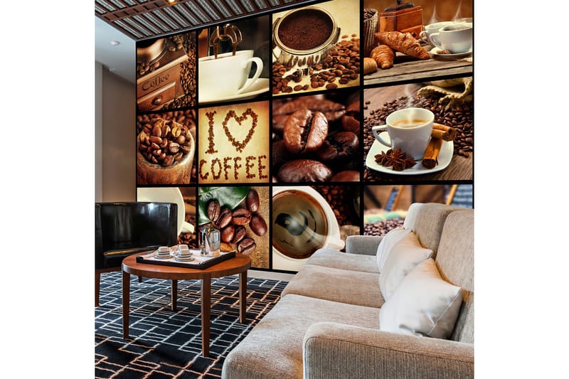 Fototapet Coffee Collage 300x210 - Artgeist sp. z o. o. - Innredning - Veggdekorasjon - Tapeter - Fototapeter