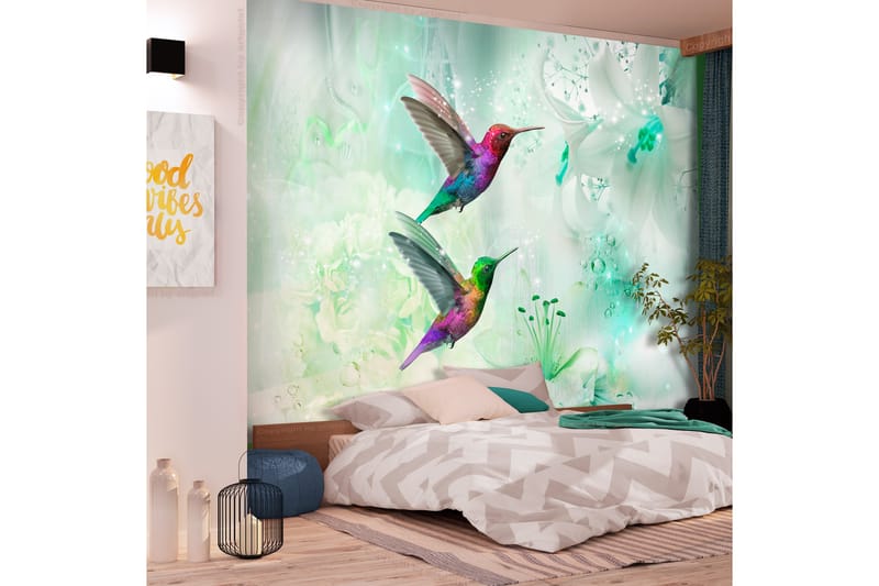 Fototapet Colourful Hummingbirds Green 150x105 - Innredning - Veggdekorasjon - Tapeter - Fototapeter