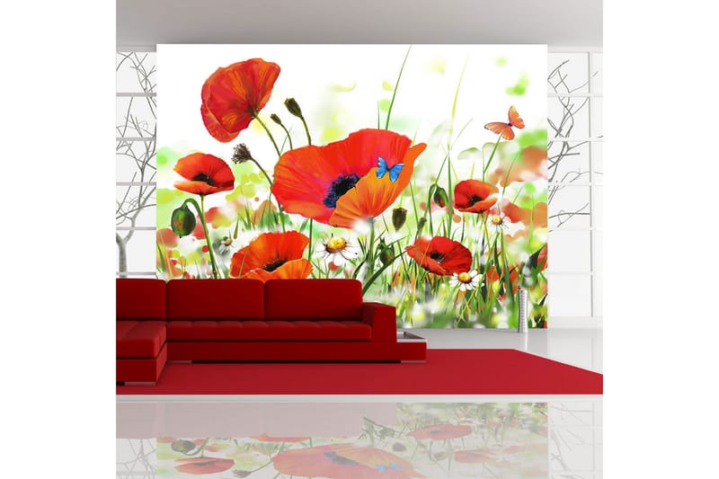 Fototapet Country Poppies 400x270 - Artgeist sp. z o. o. - Innredning - Veggdekorasjon - Tapeter - Fototapeter