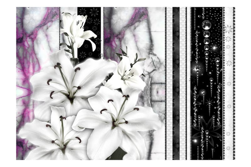 Fototapet Crying Lilies On Purple Marble 250x175 - Artgeist sp. z o. o. - Innredning - Veggdekorasjon - Tapeter - Fototapeter