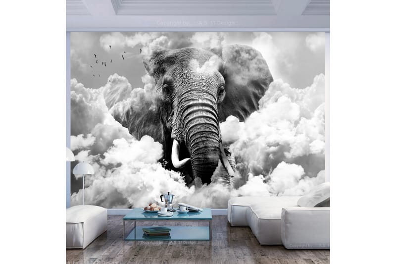 Fototapet Elephant In The Clouds Black And White 300x210 - Artgeist sp. z o. o. - Innredning - Veggdekorasjon - Tapeter - Fototapeter