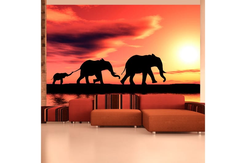 Fototapet Elephants Family 250x193 - Artgeist sp. z o. o. - Innredning - Veggdekorasjon - Tapeter - Fototapeter