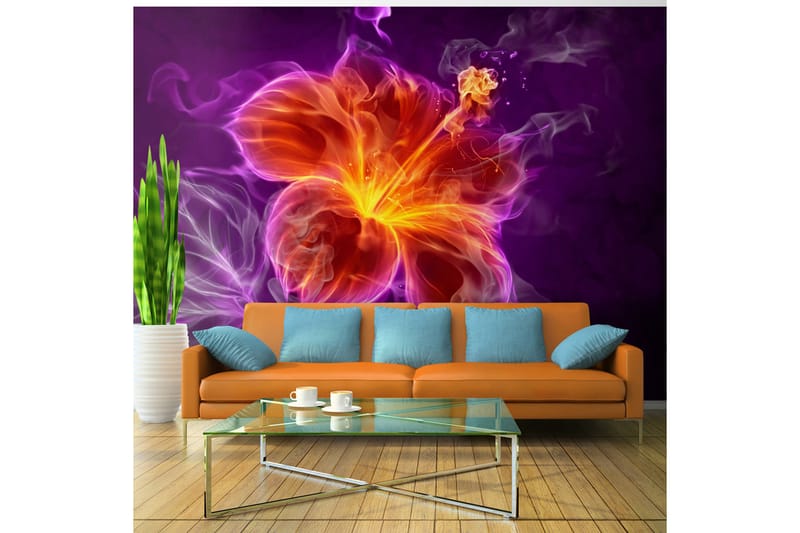 Fototapet Fiery Flower In Purple 350x245 - Artgeist sp. z o. o. - Innredning - Veggdekorasjon - Tapeter - Fototapeter