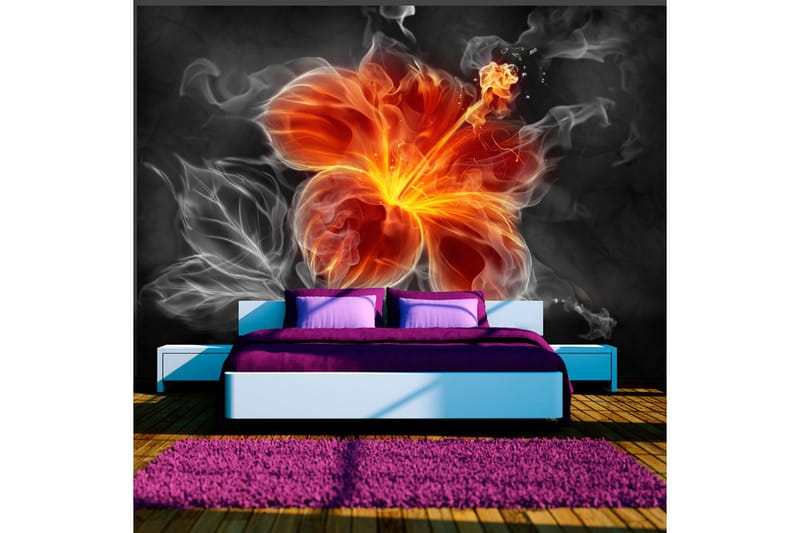 Fototapet Fiery Flower Inside The Smoke 100x70 - Artgeist sp. z o. o. - Innredning - Veggdekorasjon - Tapeter - Fototapeter