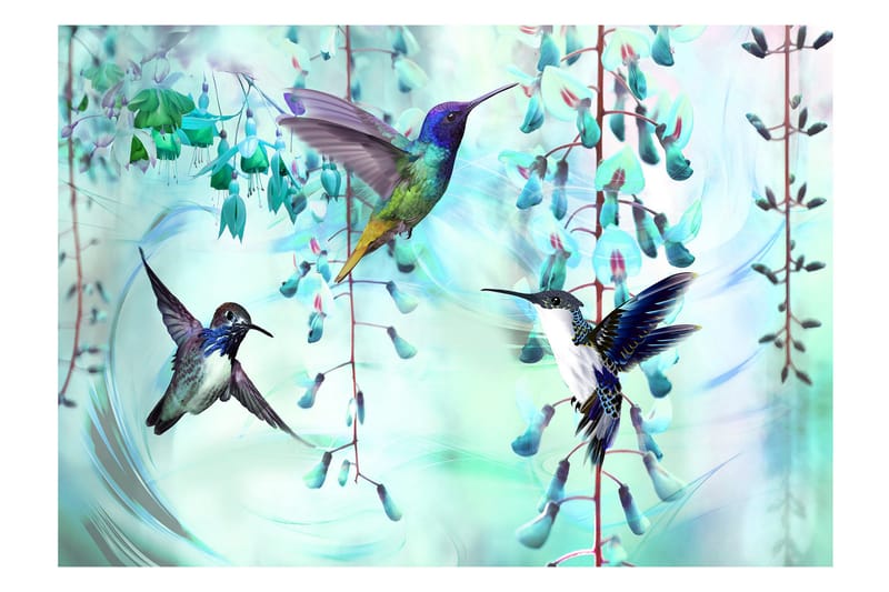 Fototapet Flying Hummingbirds Green 150x105 - Innredning - Veggdekorasjon - Tapeter - Fototapeter