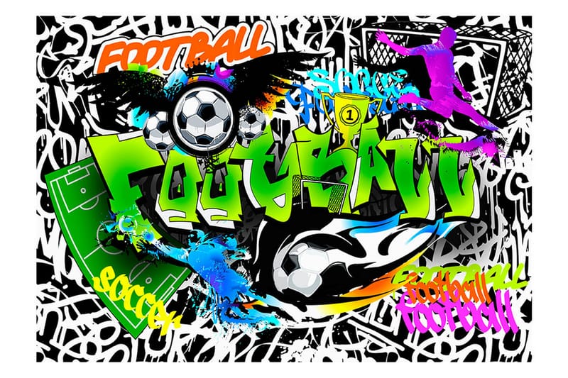 Fototapet Football Graffiti 300x210 - Artgeist sp. z o. o. - Innredning - Veggdekorasjon - Tapeter - Fototapeter