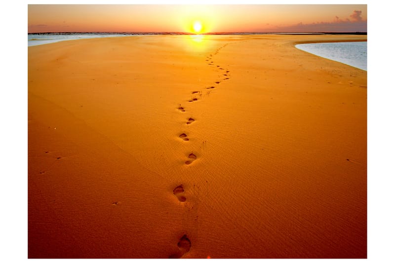 Fototapet Footprints The Sand 200x154 - Artgeist sp. z o. o. - Innredning - Veggdekorasjon - Tapeter - Fototapeter