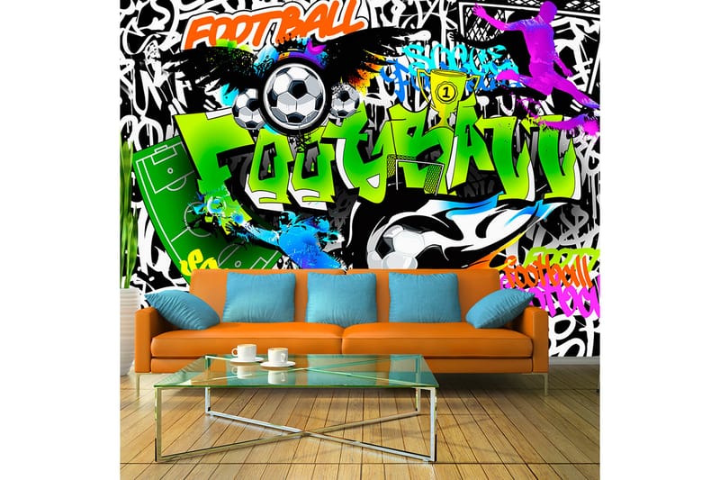 Fototapet Fotball Graffiti 150x105 - Artgeist sp. z o. o. - Innredning - Veggdekorasjon - Tapeter - Fototapeter