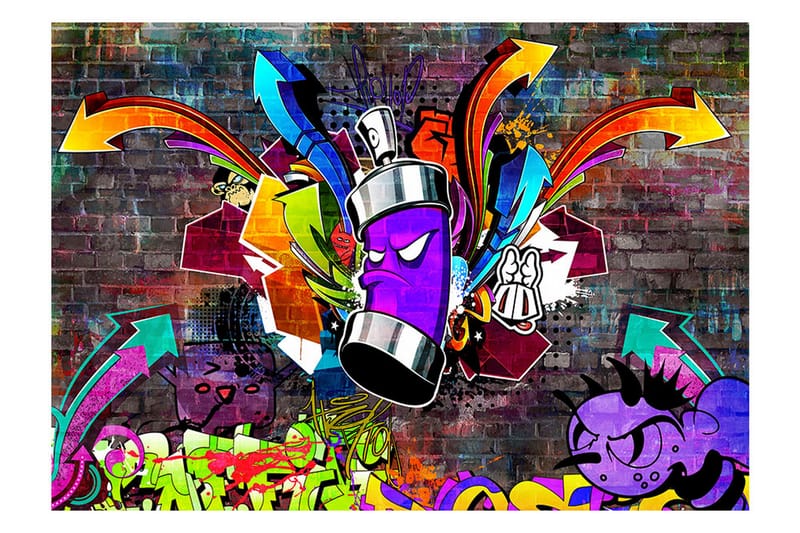 Fototapet Graffiti Colorful Attack 200x140 - Innredning - Veggdekorasjon - Tapeter - Fototapeter