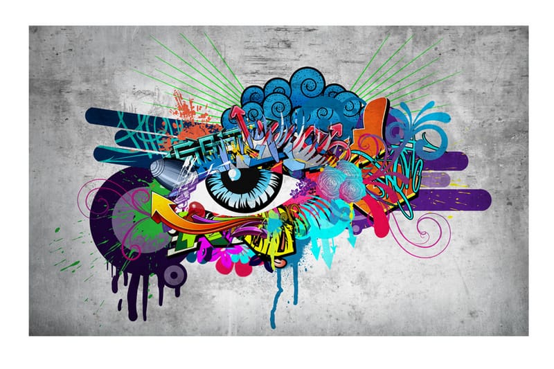 Fototapet Graffiti Eye 200x140 - Artgeist sp. z o. o. - Innredning - Veggdekorasjon - Tapeter - Fototapeter