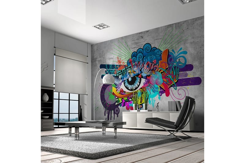 Fototapet Graffiti Eye 200x140 - Artgeist sp. z o. o. - Innredning - Veggdekorasjon - Tapeter - Fototapeter