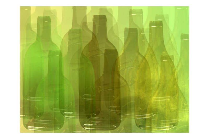 Fototapet Green Bottles 200x154 - Artgeist sp. z o. o. - Innredning - Veggdekorasjon - Tapeter - Fototapeter