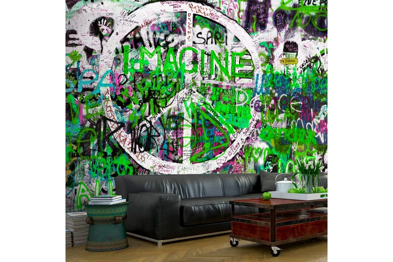 Fototapet Green Graffiti 350x245 - Artgeist sp. z o. o. - Innredning - Veggdekorasjon - Tapeter - Fototapeter