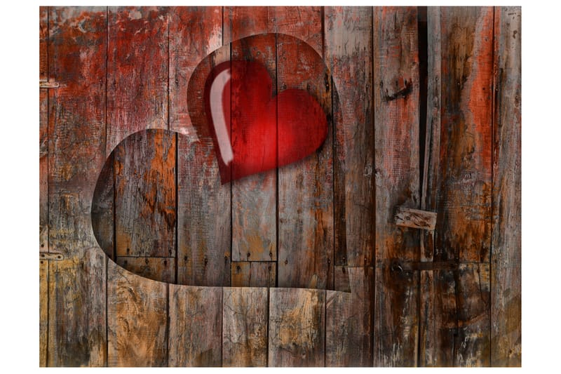 Fototapet Heart On Wooden Background 200x154 - Artgeist sp. z o. o. - Innredning - Veggdekorasjon - Tapeter - Fototapeter