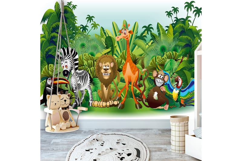 Fototapet Jungle Animals 200x140 - Innredning - Veggdekorasjon - Tapeter - Fototapeter