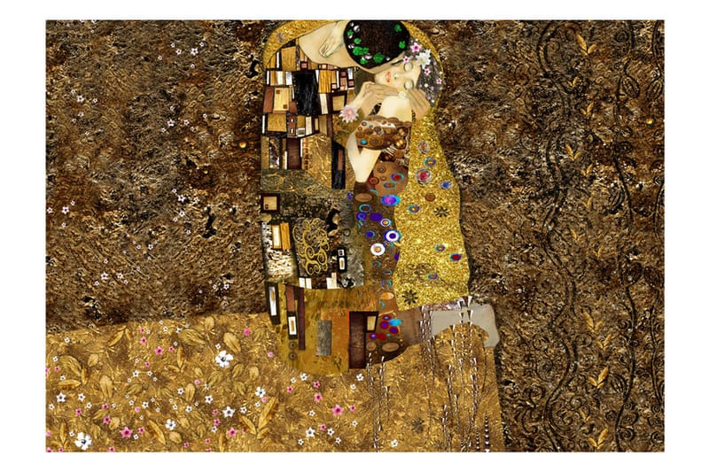 Fototapet Klimt Inspiration Golden Kiss 150x105 - Innredning - Veggdekorasjon - Tapeter - Fototapeter