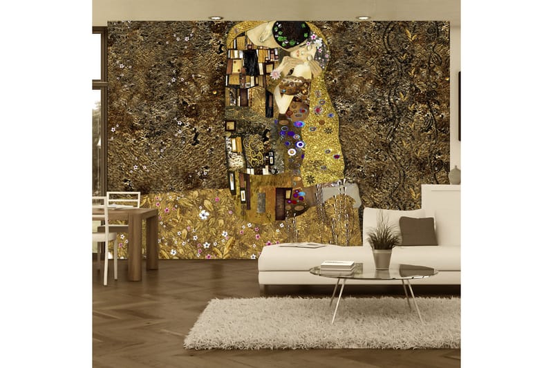 Fototapet Klimt Inspiration Golden Kiss 250x175 - Innredning - Veggdekorasjon - Tapeter - Fototapeter