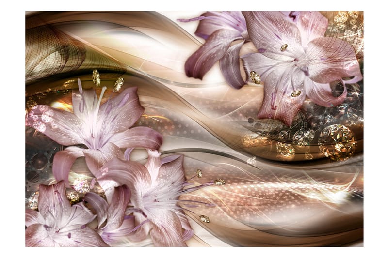 Fototapet Lilies On The Wave Brown 200x140 - Fototapeter