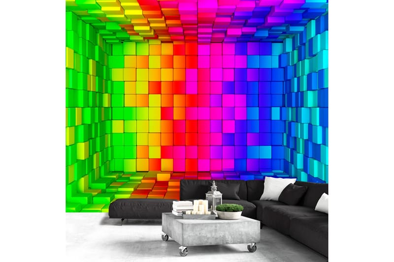 Fototapet Rainbow Cube 200x140 - Artgeist sp. z o. o. - Innredning - Veggdekorasjon - Tapeter - Fototapeter