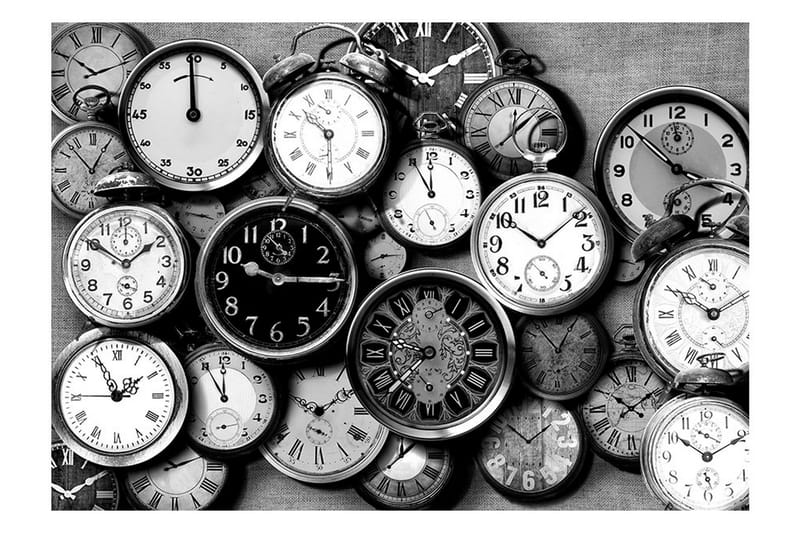 Fototapet Retro Clocks 400x280 - Innredning - Veggdekorasjon - Tapeter - Fototapeter