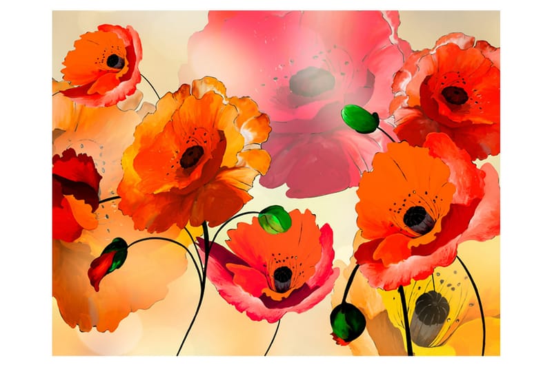 Fototapet Velvet Poppies 250x193 - Artgeist sp. z o. o. - Innredning - Veggdekorasjon - Tapeter - Fototapeter