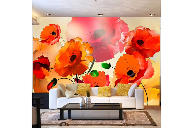 Fototapet Velvet Poppies 200x140 - Artgeist sp. z o. o. - Innredning - Veggdekorasjon - Tapeter - Fototapeter