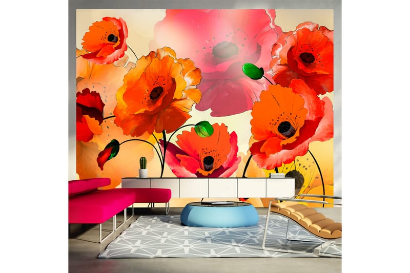 Fototapet Velvet Poppies 250x193 - Artgeist sp. z o. o. - Innredning - Veggdekorasjon - Tapeter - Fototapeter