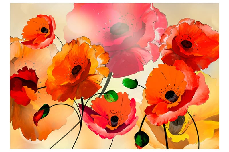 Fototapet Velvet Poppies 100x70 - Artgeist sp. z o. o. - Innredning - Veggdekorasjon - Tapeter - Fototapeter