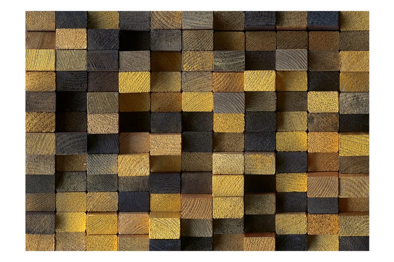 Fototapet Wooden Cubes 350x245 - Artgeist sp. z o. o. - Innredning - Veggdekorasjon - Tapeter - Fototapeter