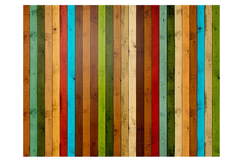 Fototapet Wooden Rainbow 200x154 - Artgeist sp. z o. o. - Innredning - Veggdekorasjon - Tapeter - Fototapeter