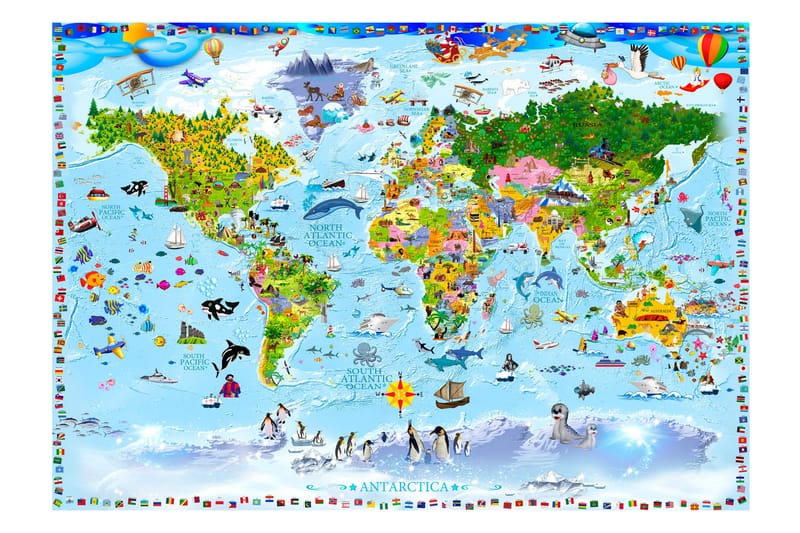 Fototapet World Map For Kids 400x280 - Artgeist sp. z o. o. - Innredning - Veggdekorasjon - Tapeter - Fototapeter