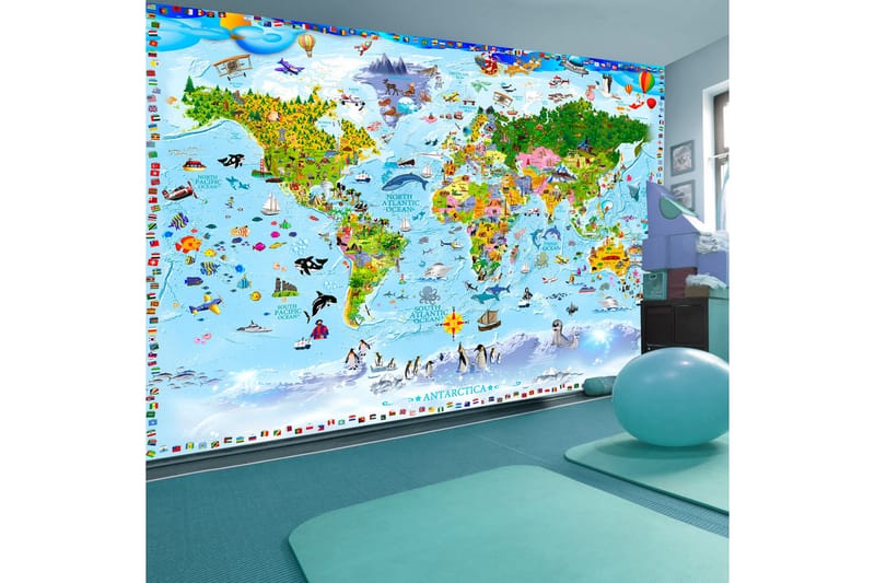 Fototapet World Map For Kids 400x280 - Artgeist sp. z o. o. - Innredning - Veggdekorasjon - Tapeter - Fototapeter