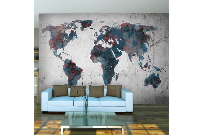 Fototapet World Map On The Wall 200x154 - Artgeist sp. z o. o. - Innredning - Veggdekorasjon - Tapeter - Fototapeter