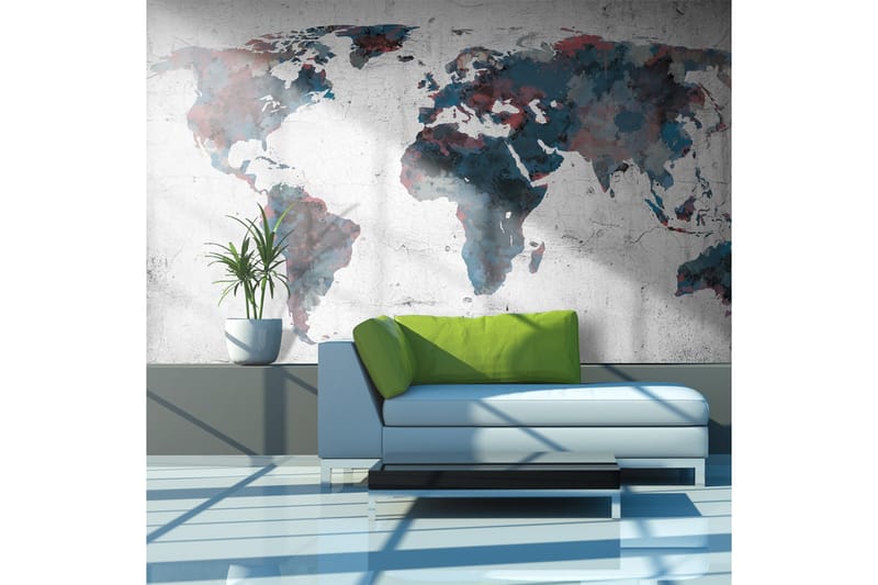 Fototapet World Map On The Wall 450x270 - Artgeist sp. z o. o. - Innredning - Veggdekorasjon - Tapeter - Fototapeter