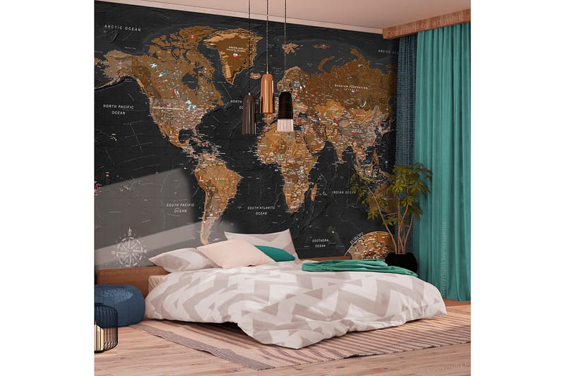 Fototapet World Stylish Map 150x105 - Innredning - Veggdekorasjon - Tapeter - Fototapeter