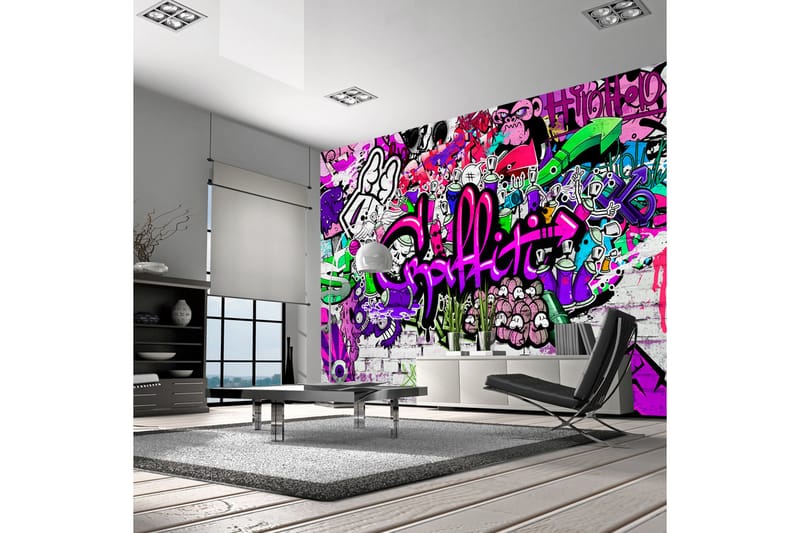 Fototapet Purple Graffiti 350x245 - Artgeist sp. z o. o. - Innredning - Veggdekorasjon - Tapeter - Fototapeter