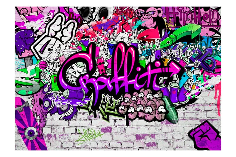 Fototapet Purple Graffiti 350x245 - Artgeist sp. z o. o. - Innredning - Veggdekorasjon - Tapeter - Fototapeter