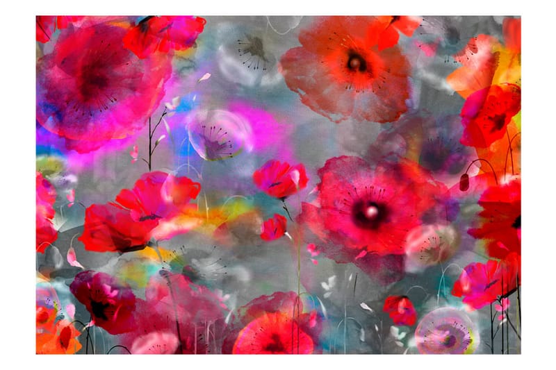 Fototapet Painted Poppies 400x280 - Artgeist sp. z o. o. - Innredning - Veggdekorasjon - Tapeter - Fototapeter