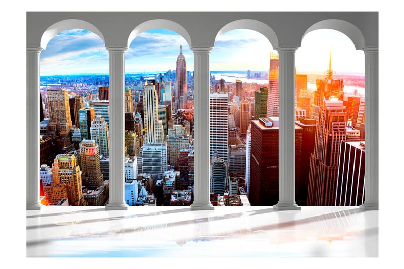 Fototapet Pillars And New York 150x105 - Innredning - Veggdekorasjon - Tapeter - Fototapeter