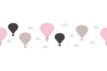 Selvheftende border Cloud Balloons Rosa Grå