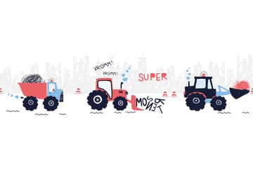 Selvheftende border Super Tractor Rød Blå